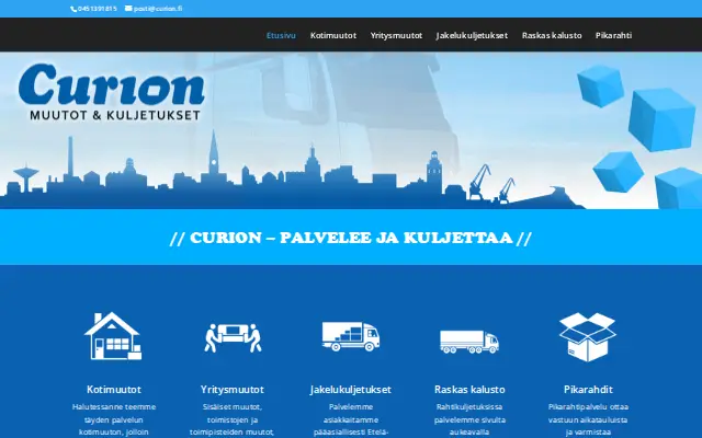 Curion -sivuston etusivu