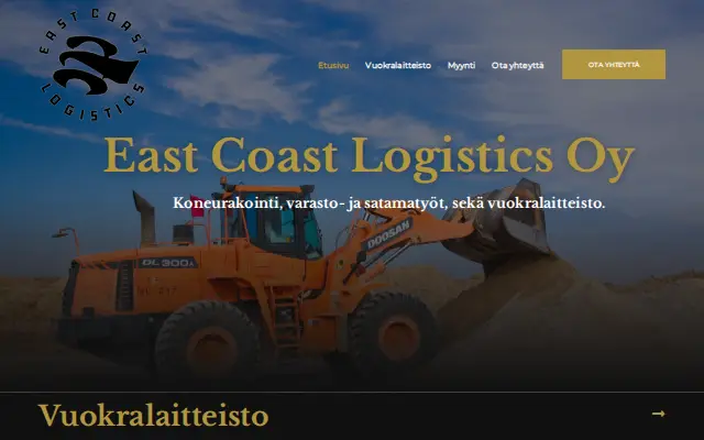 East Coast Logistics -sivuston etusivu