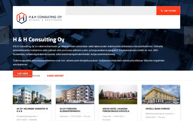 H & H Consulting -sivuston etusivu