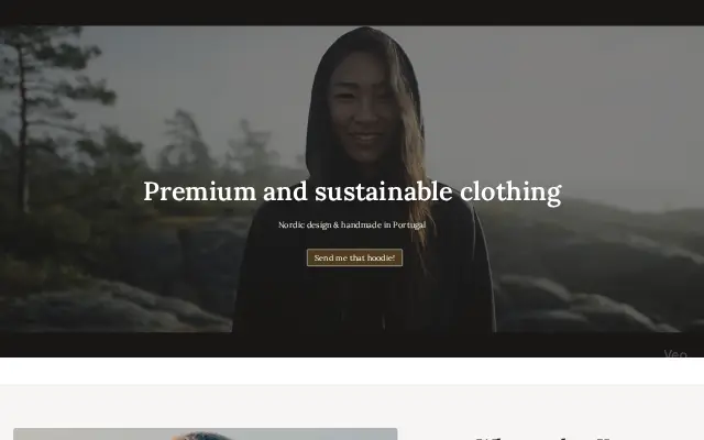 Konna Clothing -sivuston etusivu