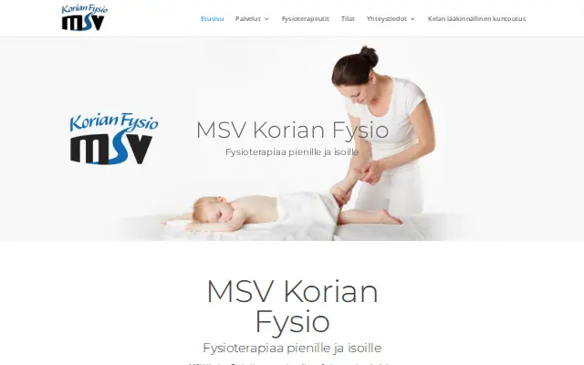 Korian Fysio -sivuston etusivu