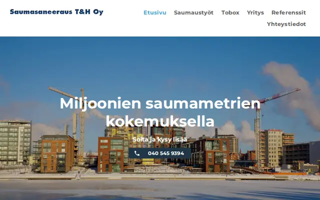 Saumasaneeraus T&H -sivuston etusivu
