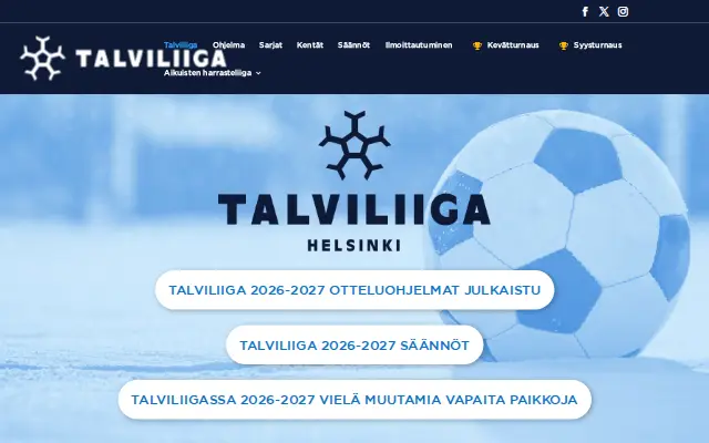 Talviliiga -sivuston etusivu