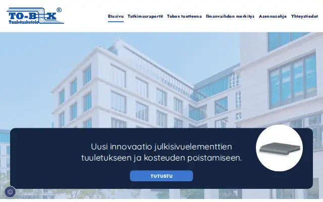 Tobox -sivuston etusivu