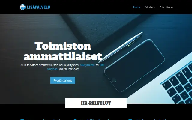 Toimiston ammattilaiset -sivuston etusivu